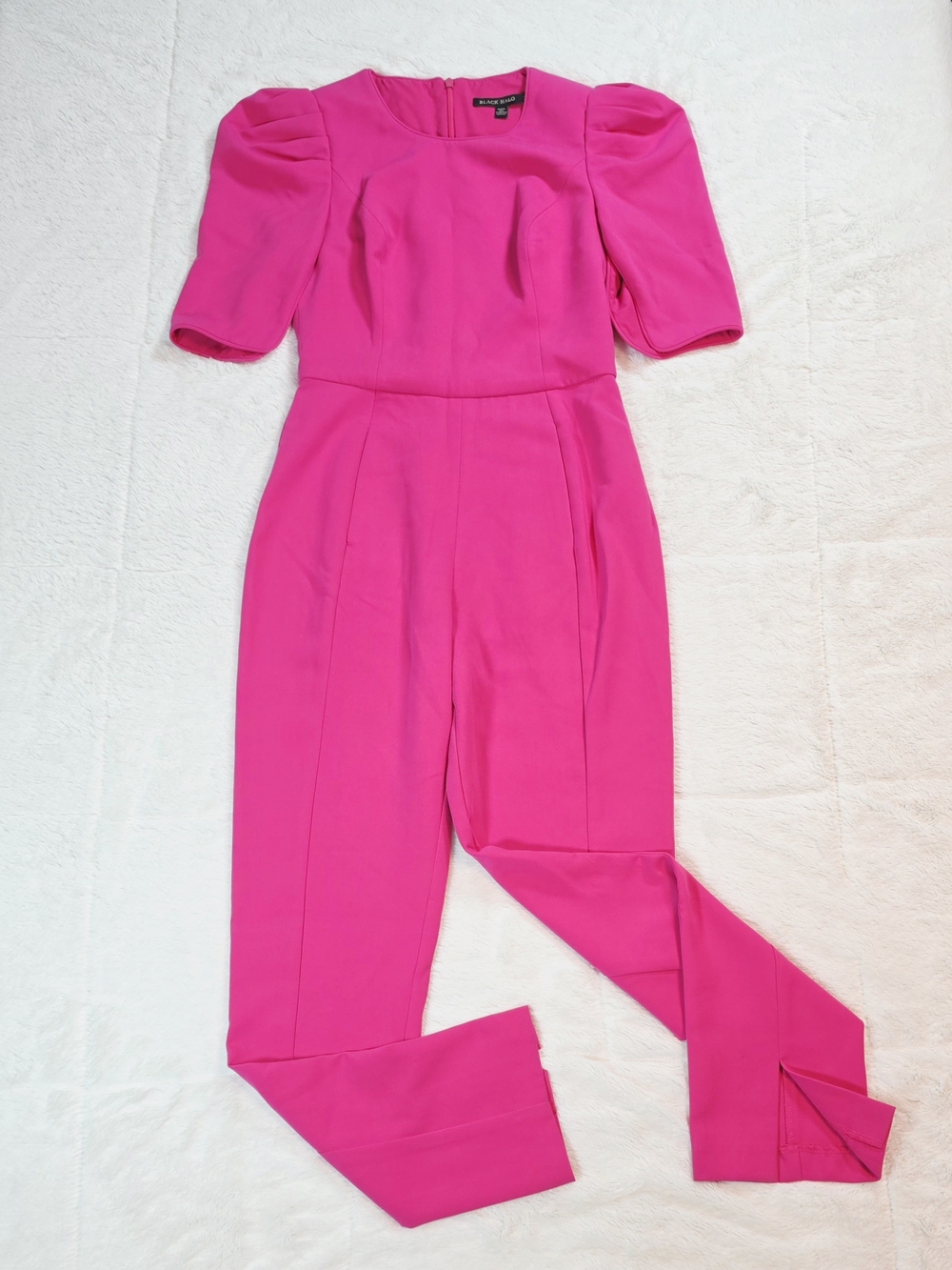 Black Halo Fuchsia Puff Sleeve Jumpsuit(BLKHLO-02)
